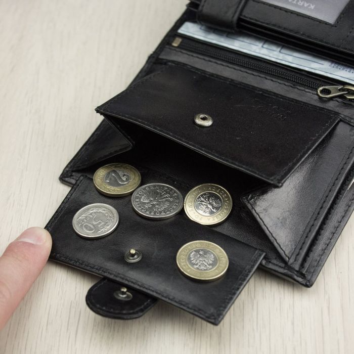 Pánská peněženka z přírodní kůže STEVENS Unfastened Ochranná technologie RFID Černá